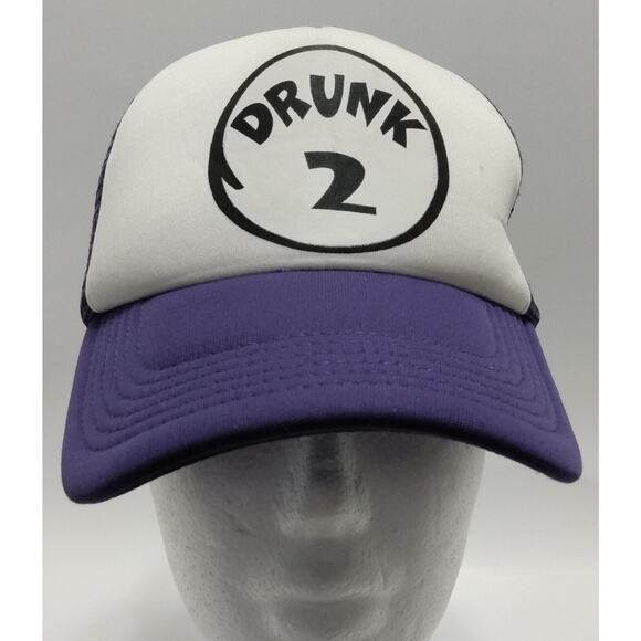 NWT Trucker Funny DRUNK 2 Ball Cap Hat Adjustable Snapback Lucky 777 Purple - Picture 1 of 9